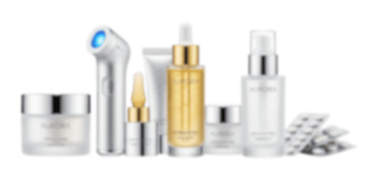 Blurred skincare products illustration